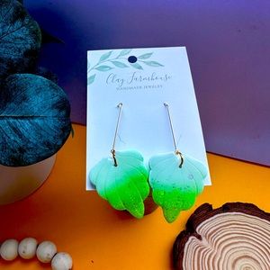 Handmade Polymer Clay Shell dangle earrings - 18k gold plated